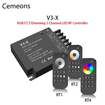 V3-X RGB Светодиодный Контроллер 12-36 В постоянного тока 3 Канала 10A/CH 2,4 Г RF Беспроводной Пульт Дистанционного Управления Одноцветный CCT Контроллер светодиодных лент