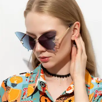 Дизайн бренда, Модные очки в бабочкиной оправе, Безрамные цветные солнцезащитные очки для вождения, очки Ocean Flake, Пляжные очки