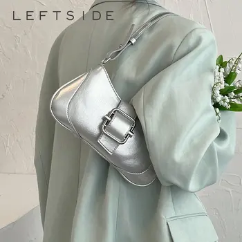 Женские сумки через плечо из серебристой ткани с левой стороны подмышек 2023 Y2K, маленькие женские сумки из искусственной кожи роскошного корейского бренда Fashon от 2023 Y2K
