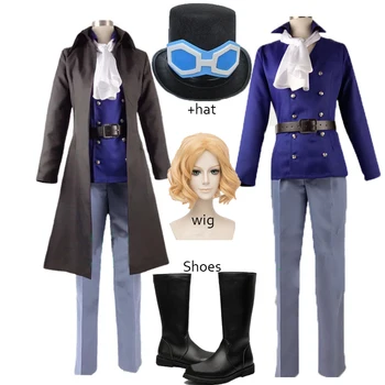 Сабо Косплей костюм На Заказ Хэллоуин косплей костюм полный комплект Топ + рубашка + брюки + пальто + шляпа Парики и обувь