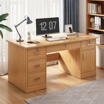 Простой современный офисный стол для персонала с выдвижным ящиком, рабочий стол в студенческой спальне