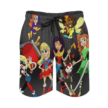 Мужские спортивные пляжные шорты для бега с супергероями, штаны для багажника с сетчатой подкладкой, шорты для купания, пляжные шорты с супергероями из мультфильма Dc