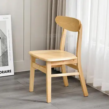 Обеденный стул из массива дерева, скандинавский домашний стул, современный простой магазин чая с молоком, кофейня, ресторан, стул для отдыха со спинкой