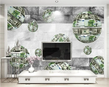 Пользовательские обои Beibehang 3D Долларовый шар Абстрактное Творческое пространство ТВ Фон Стена Гостиная Спальня Фреска 3D обои