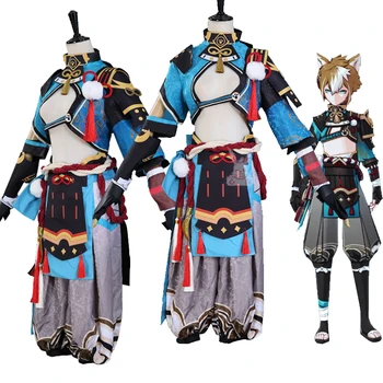 Костюм для косплея Genshin Impact Gorou, мужская боевая форма, игровой костюм Fox Boy, комплект одежды для ролевых игр на Хэллоуин, вечеринка
