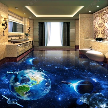 beibehang Космические обои для детской комнаты Galaxy Earth 3D papel de paredeBathroom Напольная Плитка Для Гостиной самоклеящиеся обои