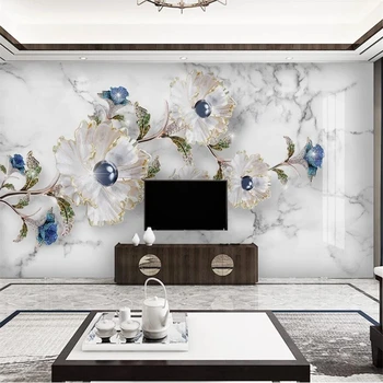 Пользовательские обои beibehang 3D фреска современный минималистичный рельефный элегантный драгоценный камень цветок ТВ фон обои декоративная роспись